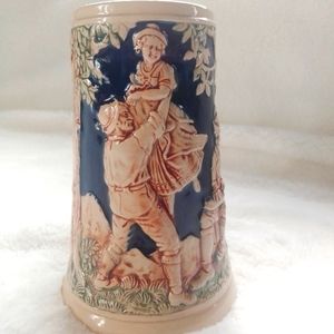 Vintage 6.3" Beer Stein German dancing.